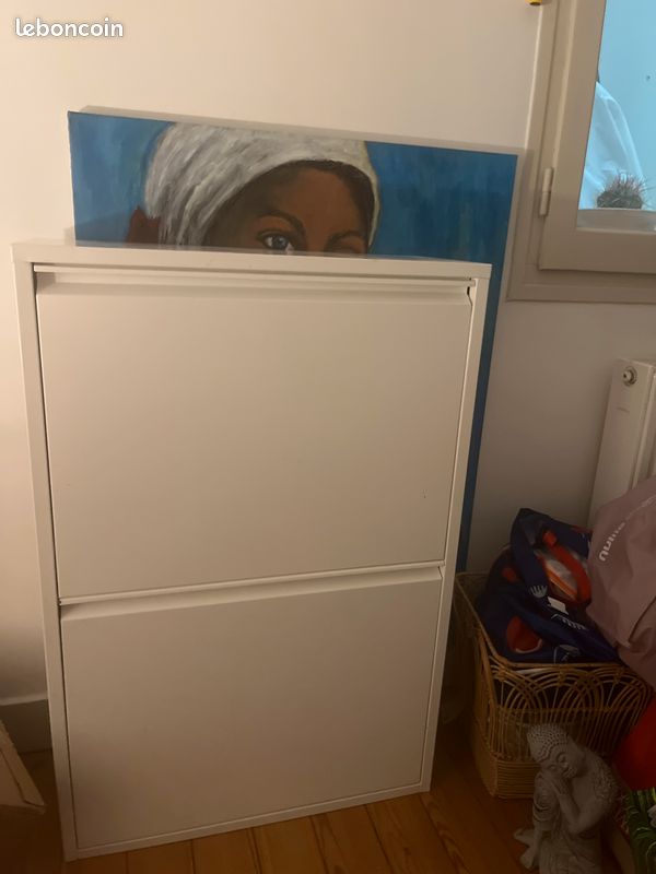Meuble blanc couloir cuisine rangement poubelle 4 compartiment (image 5)