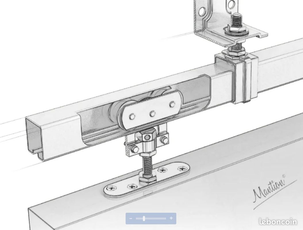 Fixation pour portes coulissantes sur rails acier galvanisés (image 5)