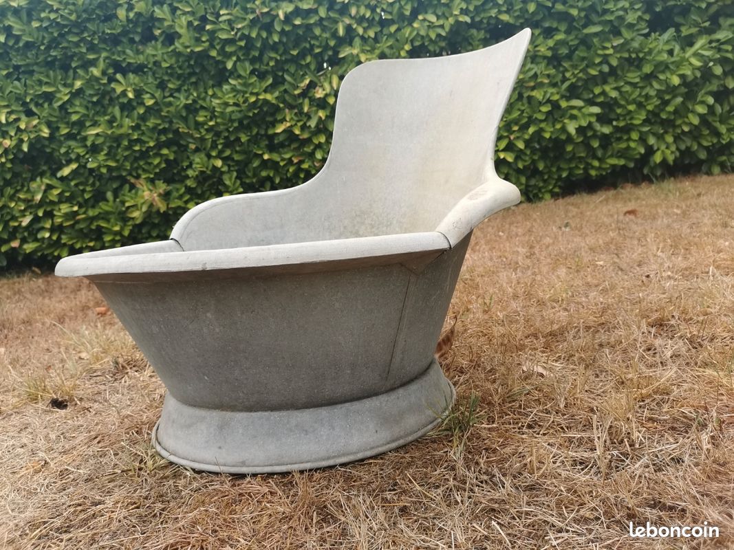 Ancienne grande baignoire de bébé en zinc (image 7)