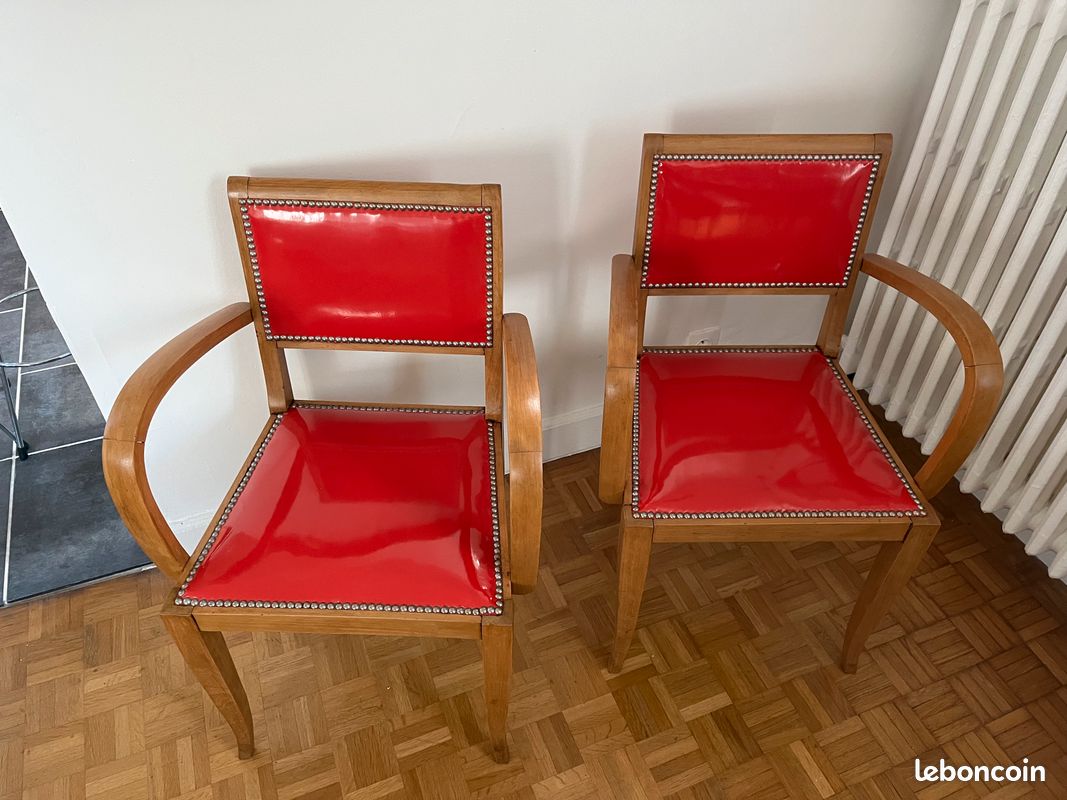 💚 fauteuil / paire bridge art déco vintage refait à neuf design 💚 (image 3)