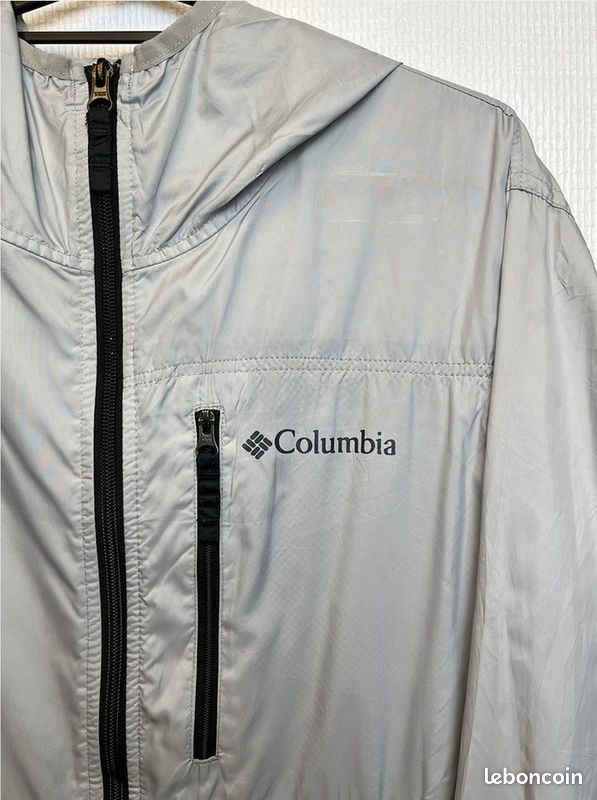 Coupe-vent Columbia Vintage Gris Noir à Capuche Homme Taille M (image 3)