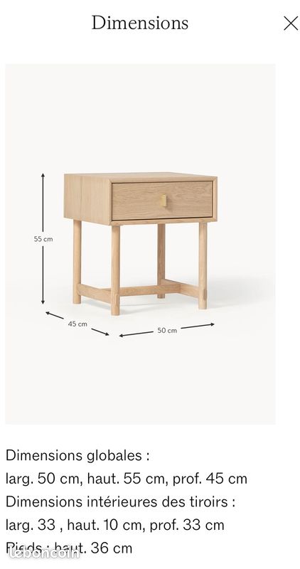 Table de chevet en chêne Westwing (image 3)
