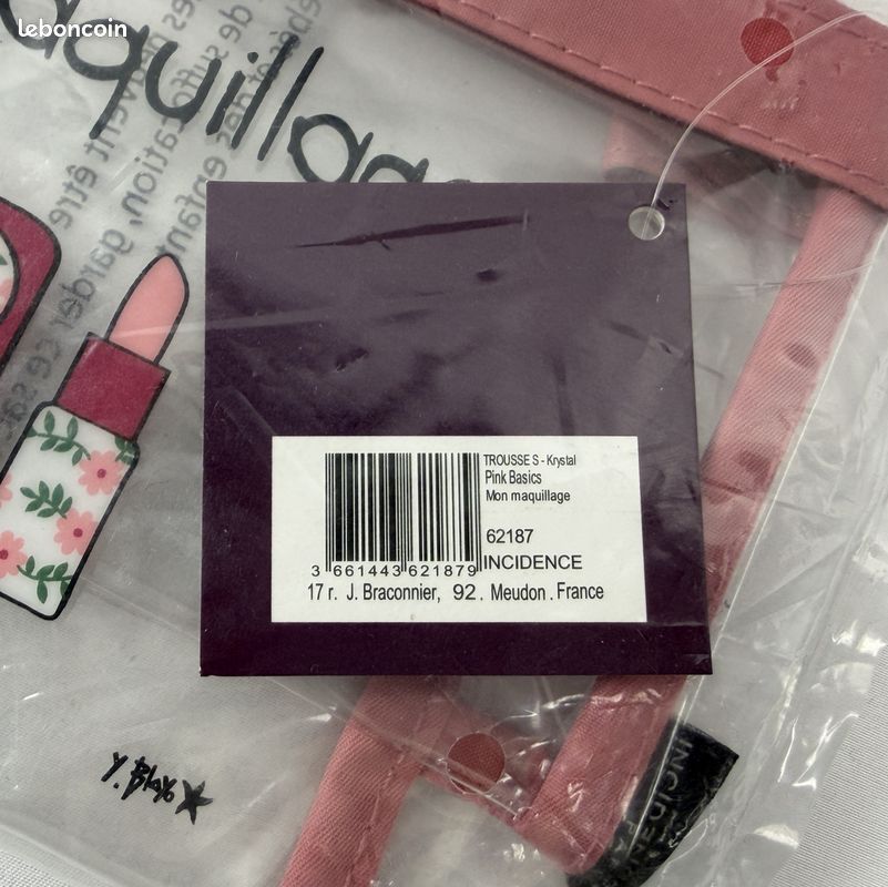Trousse à maquillage Mon maquillage Transparent et rose Zip 19x6xH13cm Incidence Paris NEUF (image 6)