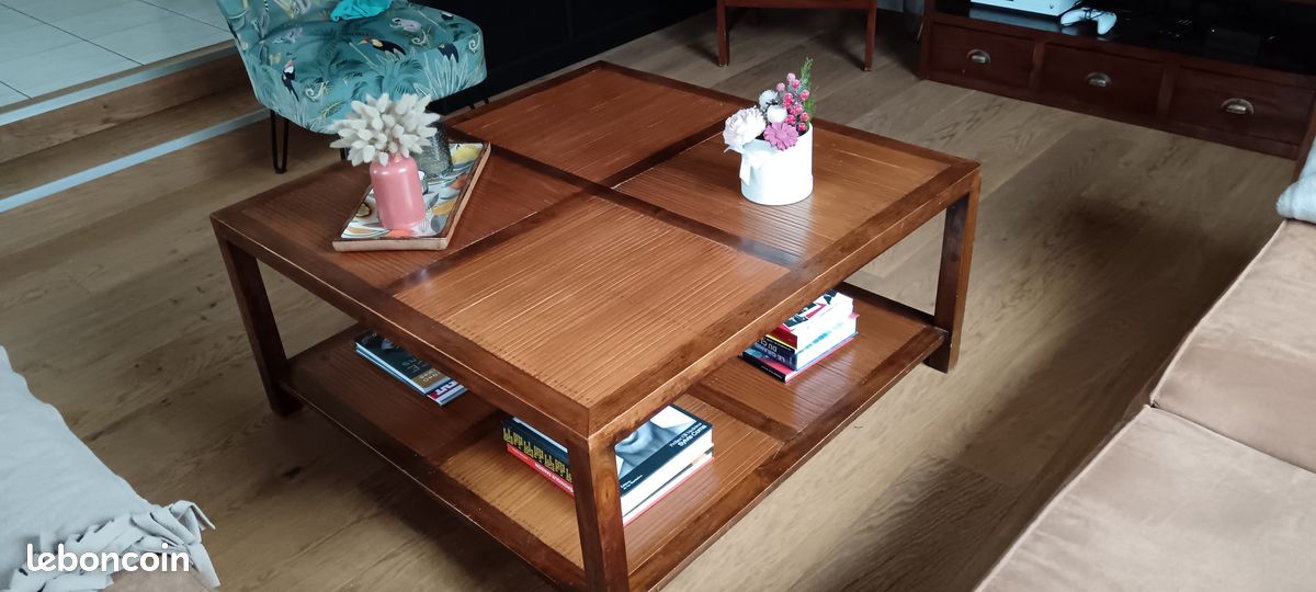Table basse en bois teck et bambou (image 2)