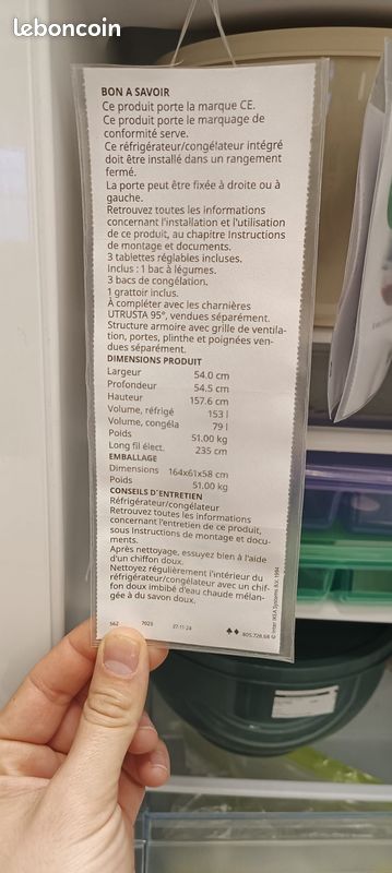 Frigo encastrable Ikea RAKALL (image 6)