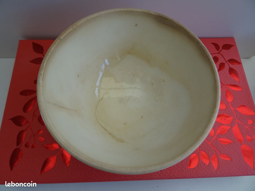 ANCIEN PETIT BOL DIGOIN SARREGUEMINES France- motifs carreaux style "nappe" bleus et verts (image 3)