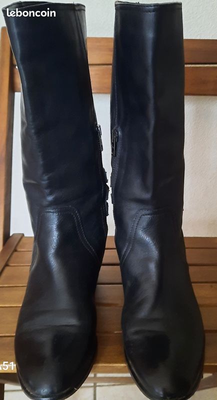Bottes cavalières cuir souple couleur marron taille 371/2 impecable (image 1)