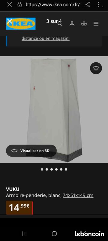 Armoire-penderie, blanc, 74x51x149 cm Ikea (image 4)