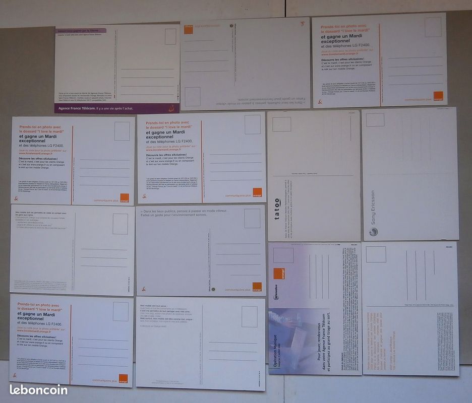 Lot 17 cartes postales publicitaires « Orange – France Telecom – Téléphones mobiles » 2002 à 2006 état neuf n°57 (image 2)