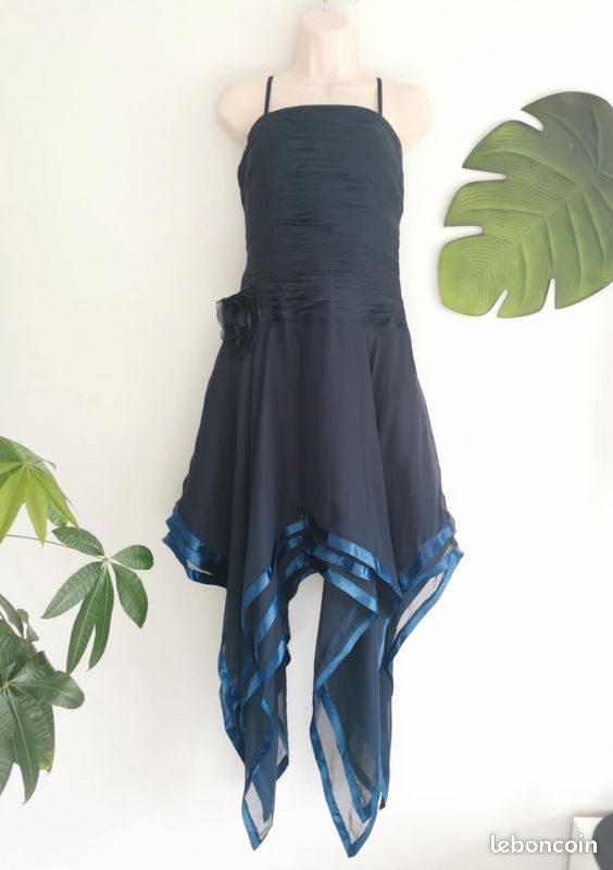 Robe de soirée, robe de cocktail bleu marine Chic Taille 38/40