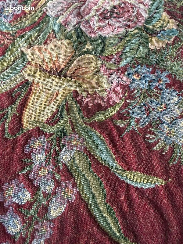 Superbe tissu tapisserie floral jacquard – Style vintage & élégant fond bordeaux 140*240 cm (image 7)