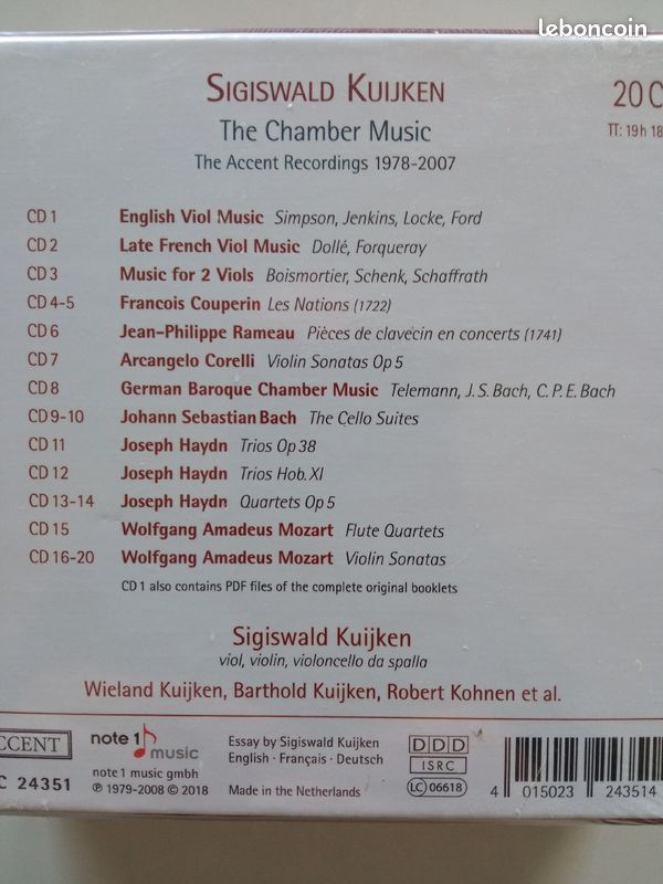 Sigiswald Kuijken (coffret 20CD) - CD - Musique