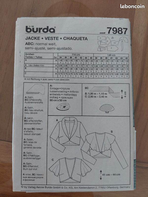 Patron veste boléro Burda (image 2)