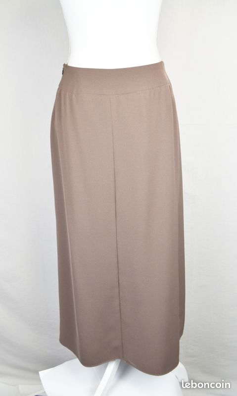 Jupe maxi beige rosé matière fluide - T38 - Etat neuf - Gérard Pasquier (image 3)