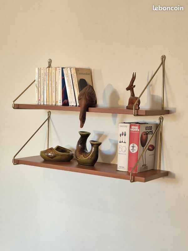 Paire d'étagères en teck, Vintage Scandinave 1960s (image 3)