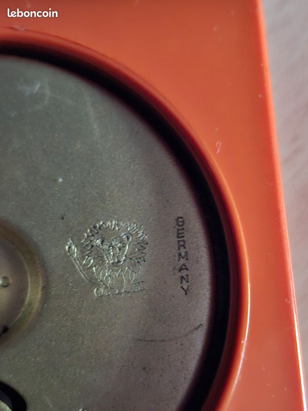 Réveil pendule horloge jerger made in germany orange vintage ancien rétro collection déco stylé jaz space age (image 2)