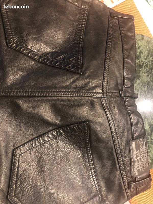 Pantalon En Cuir Retravaillé Vetements AW14 2014 - Taille S, Couleur Noire, Style Jean