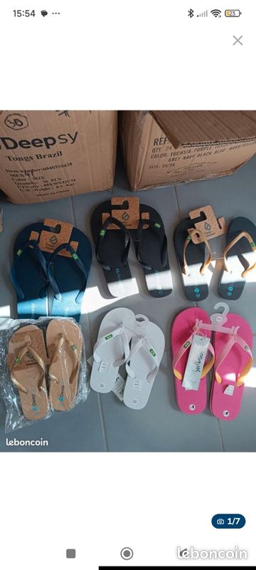 Lot De 10 Paires De Tongs Neuves - Homme, Femme, Enfant, Tailles Mélangées