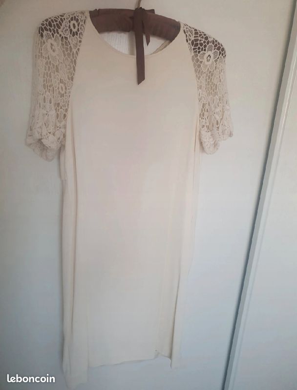 Robe Sandro Ivoire dos nu et crochet (image 4)