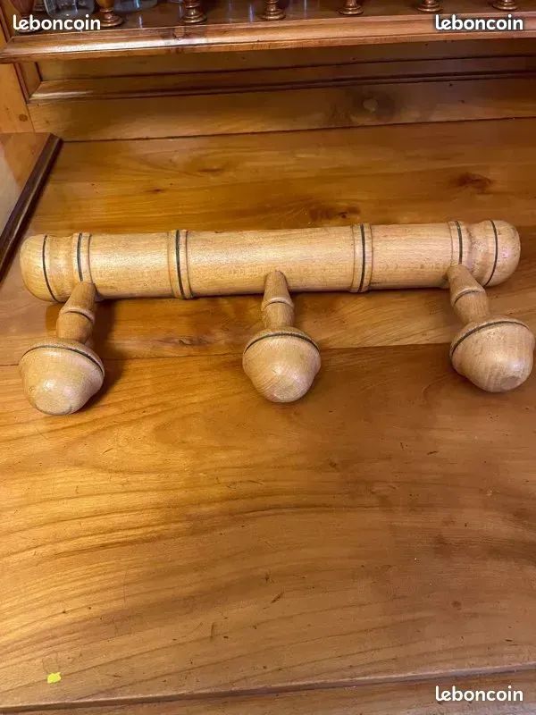 Porte manteau en pin 3 patères - Ameublement