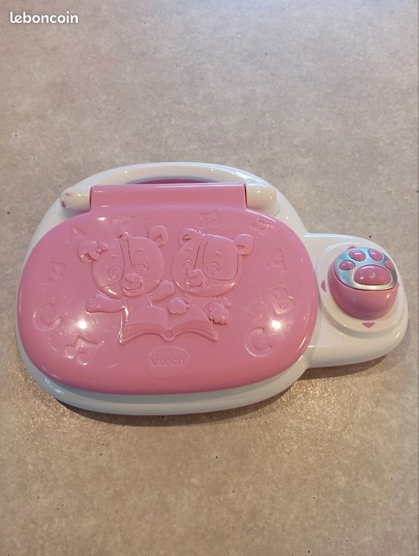 VTech Ordi P’tit Genius Ourson Rose – Ordinateur Éducatif Enfant 2-5 Ans – 10 Jeux, Écran Rétroéclairé, Français