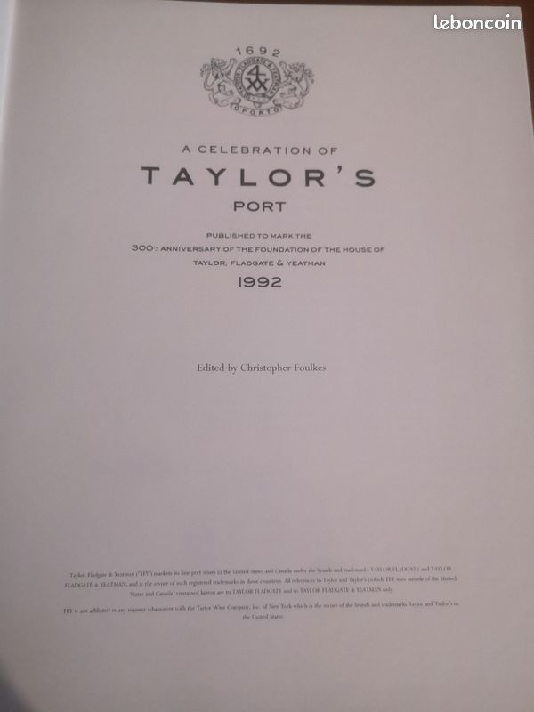 Livre célébration 300 ans de taylor's port (image 2)