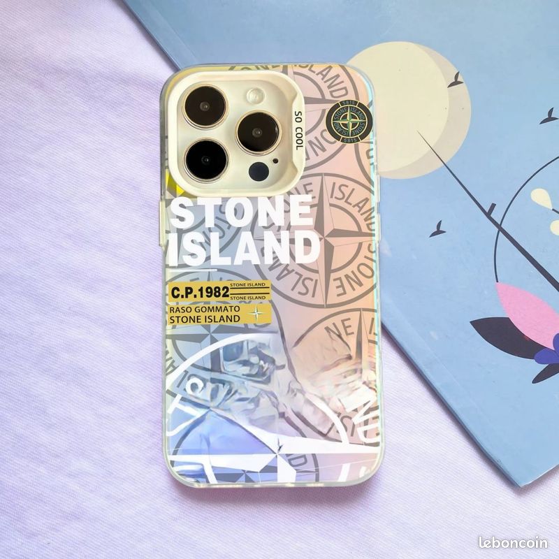 Coque Pour IPhone 13 Style Stone Island - Noire, En Plastique - Neuf