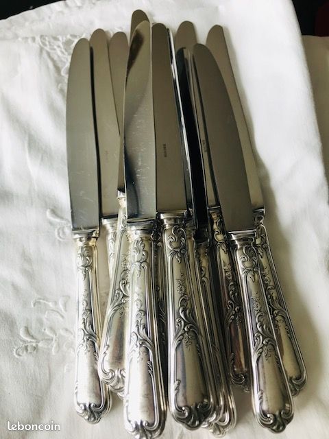 12 Couteaux de Table Orfèvre Le Couvert Français Modèle Filet Contours