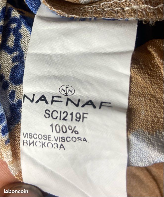 Haut à motifs bleus et beiges »Naf-Naf »manches courtes (image 5)