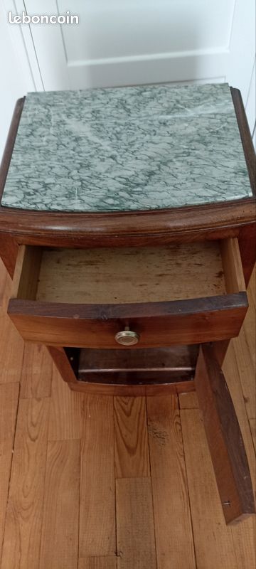 Table de nuit ancienne, plateau marbre (image 2)