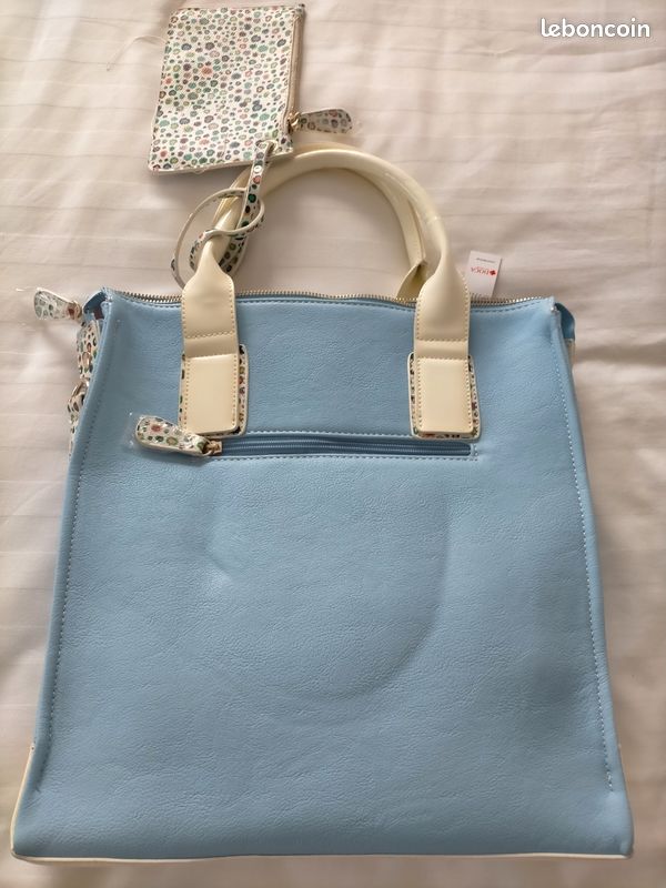 Sac a main DOCA bleu ciel, écru neuf (image 2)