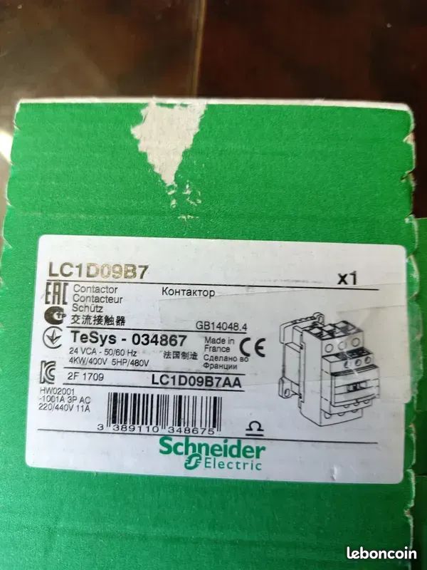 Contacteur triphasé Schneider LC1D09B7 Bobine en 24 V Alternatif Neuf (image 3)