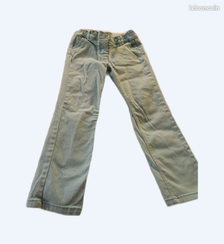 Pantalon fille enfant Vert - Pantalon slim, droit & élastique sur