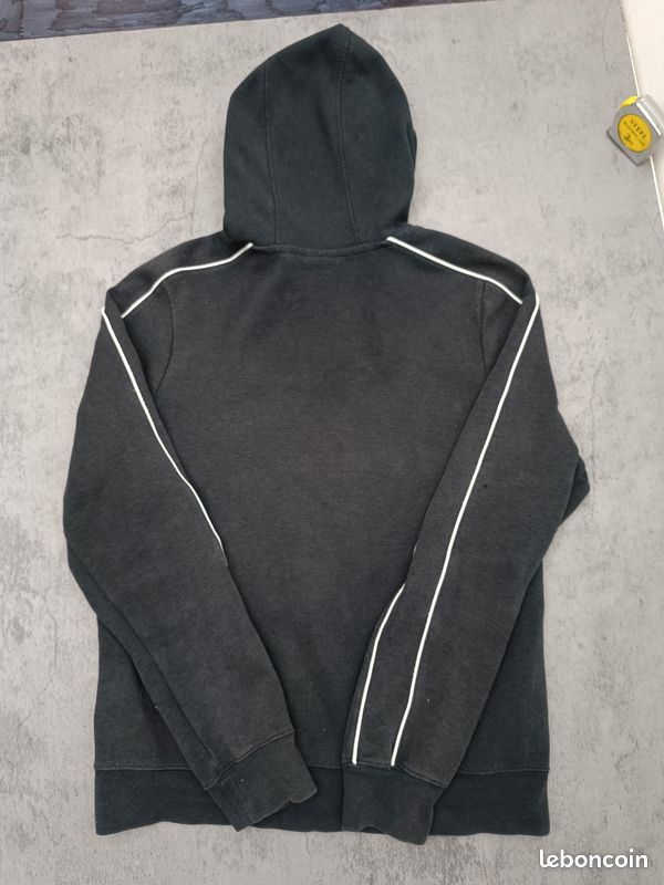 Pull à capuche Nike sportswear sweat gilet zip homme noir avec lignes blanches (image 3)