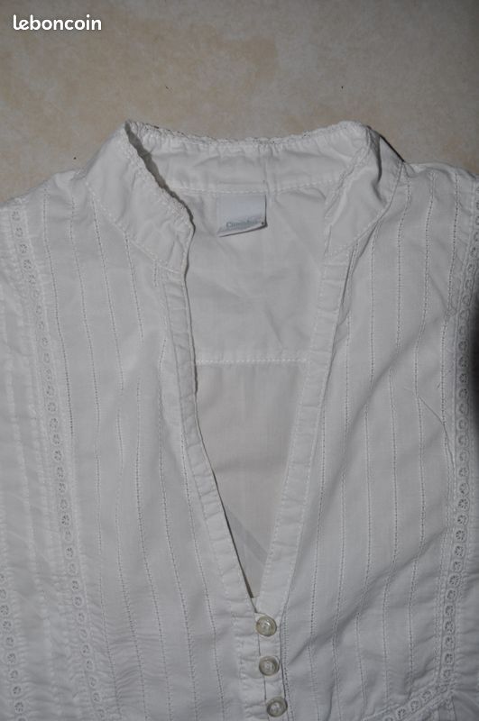 Haut blanc à petits boutons, Camaïeu (image 1)