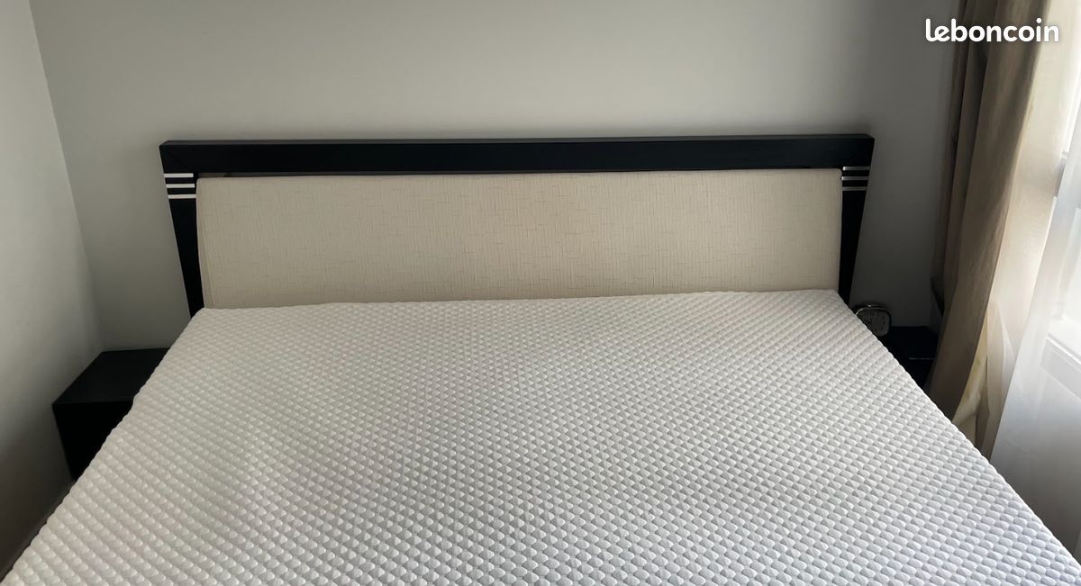 Lit bois massif 180 x 200 (Lit matelas + sommier) (image 2)