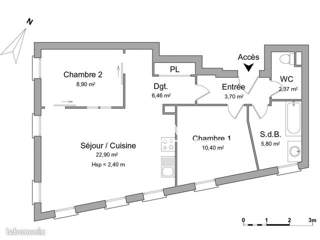 Appartement 3 pièces 60 m² · à Lille · 60 m² · 1 051 €