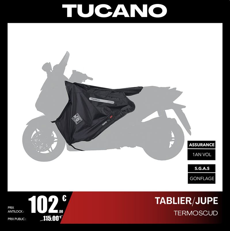 Tablier tucano urbano pour scooter et maxi scoot dès 50cc a 750cc