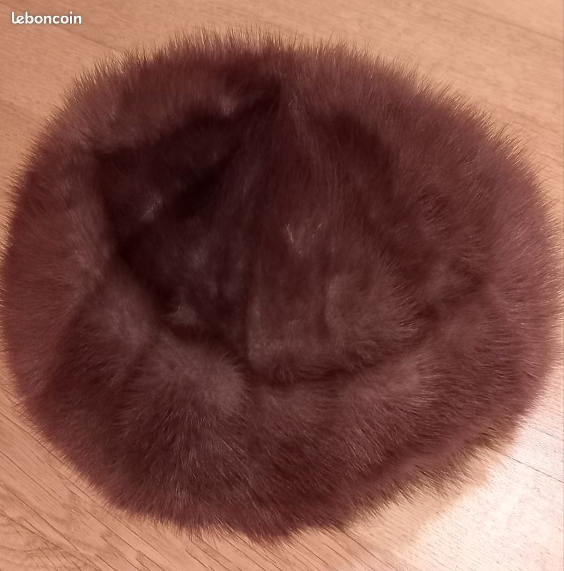Toque En Fourrure Vintage (Vision Ou Renard) - Taille Unique Marron Clair - Occasion Très Bon État
