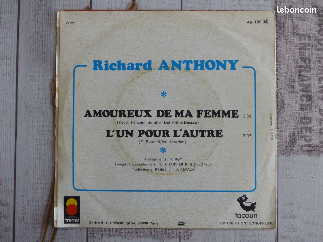 45T Richard Anthony - Amoureux De Ma Femme - CD - Musique