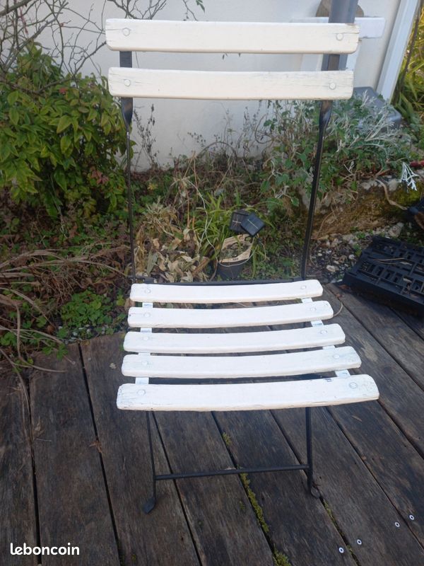 Chaises jardin anciennes bois et métal pliantes (image 1)