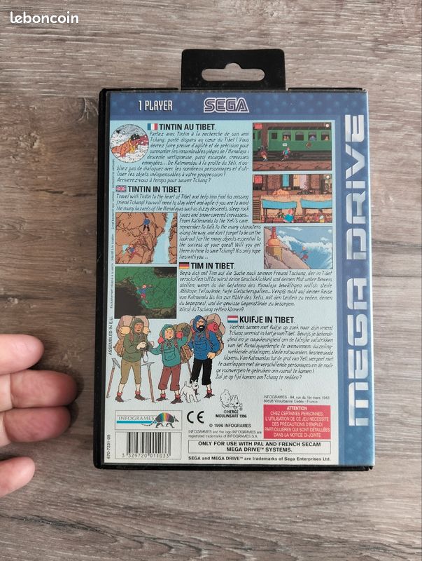 Jeu megadrive Tintin au Tibet Complet avec notice - Jeux vidéo