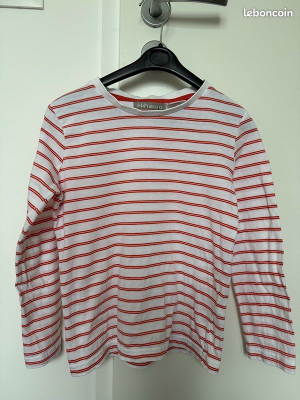 Pull Garçon Manches Longues Old Navy – Rayures Orange, Taille L (état Doucement Utilisé)