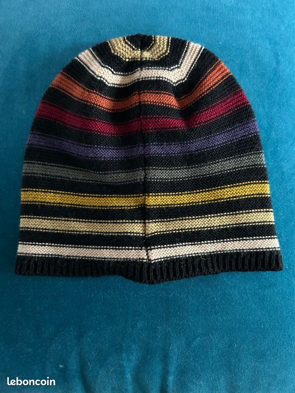 Bonnet Bob à Rayures SONIA RYKIEL Vintage - Argent Et Noir - Taille Unique - Occasion Bon état - Style Marin