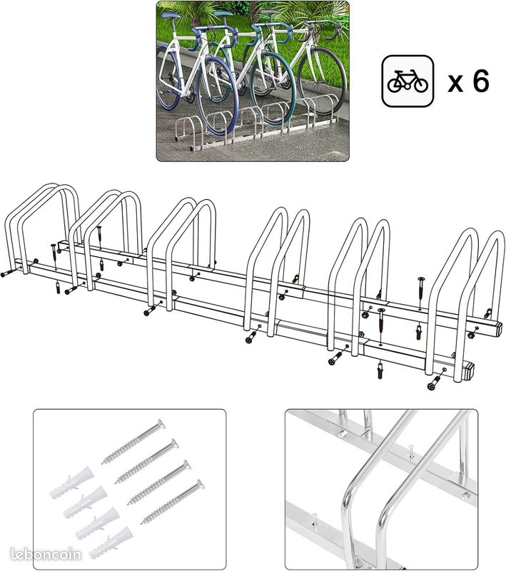 Monzana Râtelier 4 vélos métal support de rangement pneu 65 mm max
