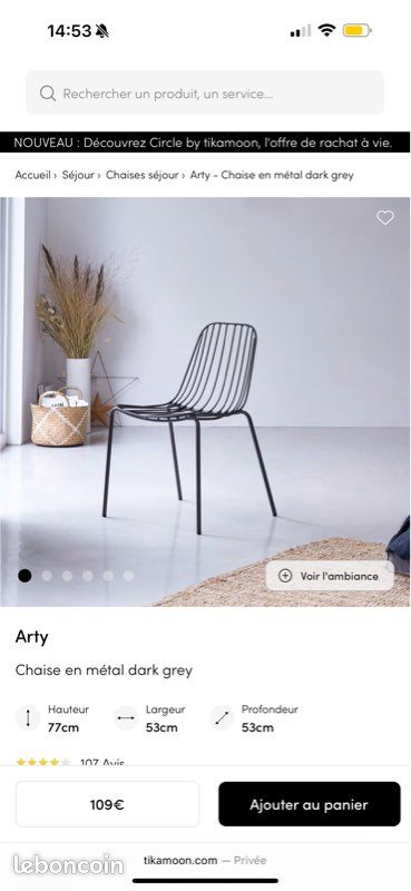 4 Chaise Métal Tikamoon (image 1)