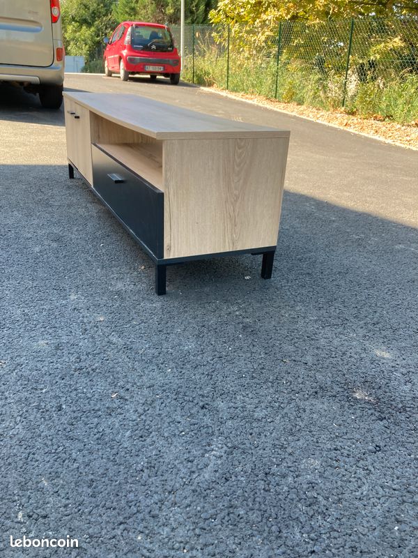 Meuble tv bois et noir (image 2)