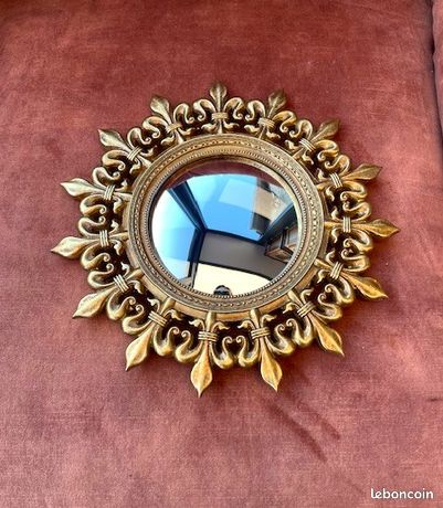 Miroir Convexe Doré 37 Cm - Décoration Murale Ou Sécurité, Marque CHEHOMA