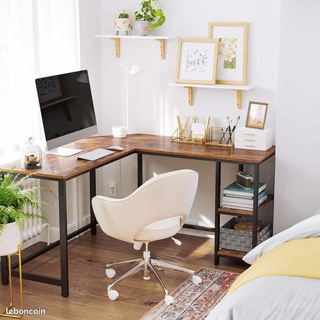 Bureau Rustique Industriel En Bois – 8 Tiroirs + 1 étagère – 120x60x74 Cm – Brun – Occasion