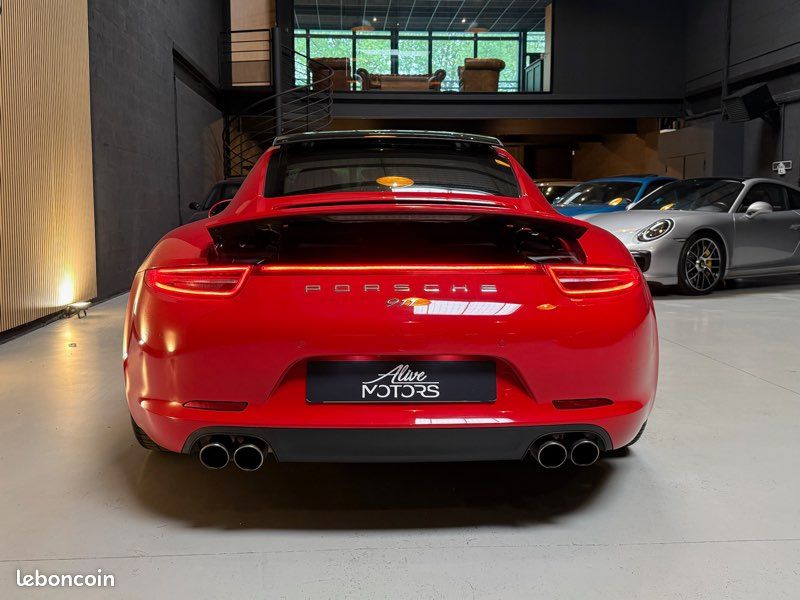 Porsche 911 type 991 3.4 350 Carrera 4 PDK - Rouge indien - Toit ouvrant - Bose - Sièges Sport électriques 18 positions - PASM - PDLS + noir - Échappement Sport - Historique Limpide (image 7)